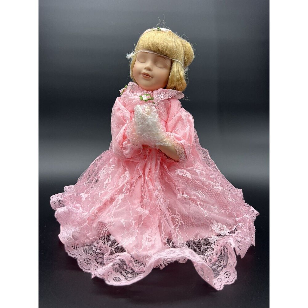 KNEELING & PRAYING GIRL IN PINK DRESS‎ PORCELAIN DOLL